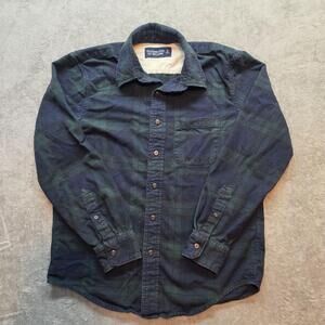 Abercrombie & Fitch Button Up Shirt Mens S Blue Plaid Flannel Long Sleeve Casual